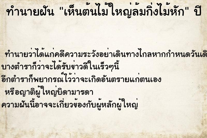 ทำนายฝัน เห็นต้นไม้ใหญ่ล้มกิ่งไม้หัก ทำนายฝัน เห็นต้นไม้ใหญ่ล้มกิ่งไม้หัก