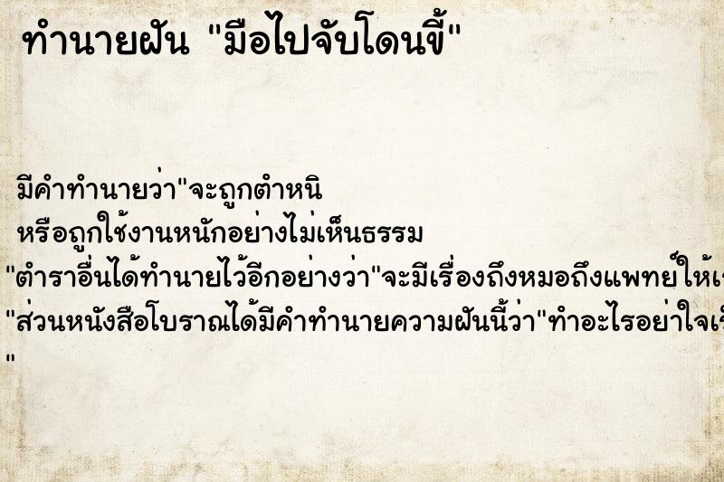 ทำนายฝัน มือไปจับโดนขี้