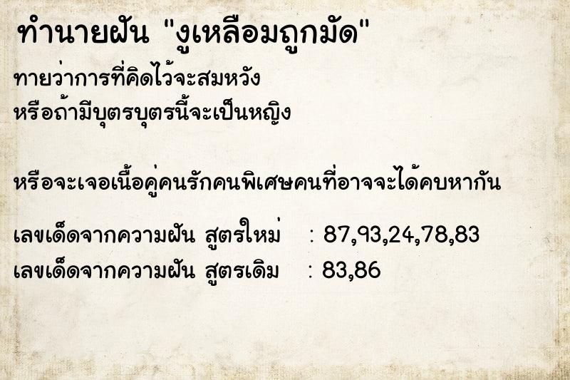 ทำนายฝันทำนายฝันงูเหลือมถูกมัด