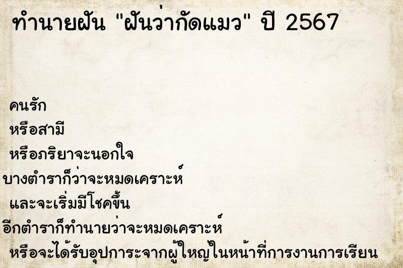 ทำนายฝันฝันว่ากัดแมว ทำนายฝันทำนายฝันฝันว่ากัดแมว