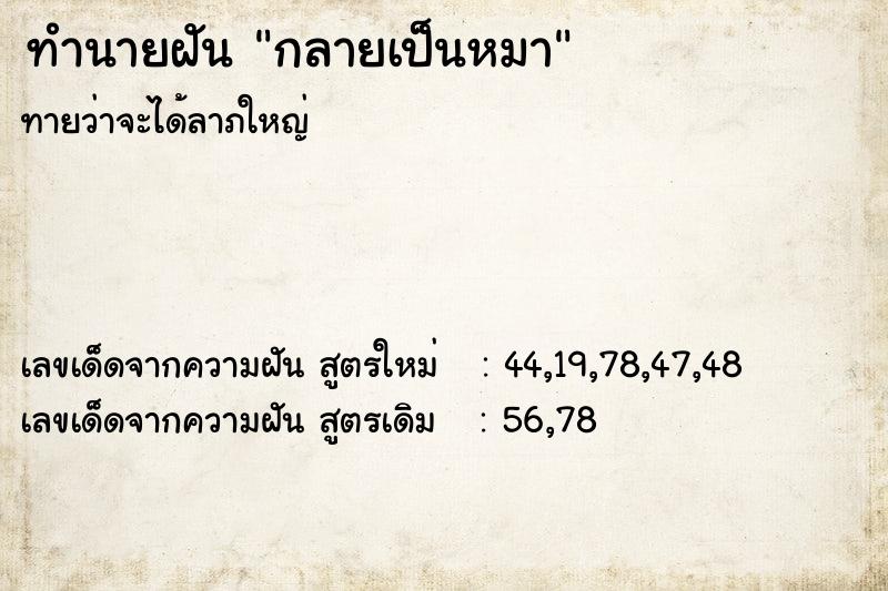 ทำนายฝัน กลายเป็นหมา ทำนายฝัน กลายเป็นหมา