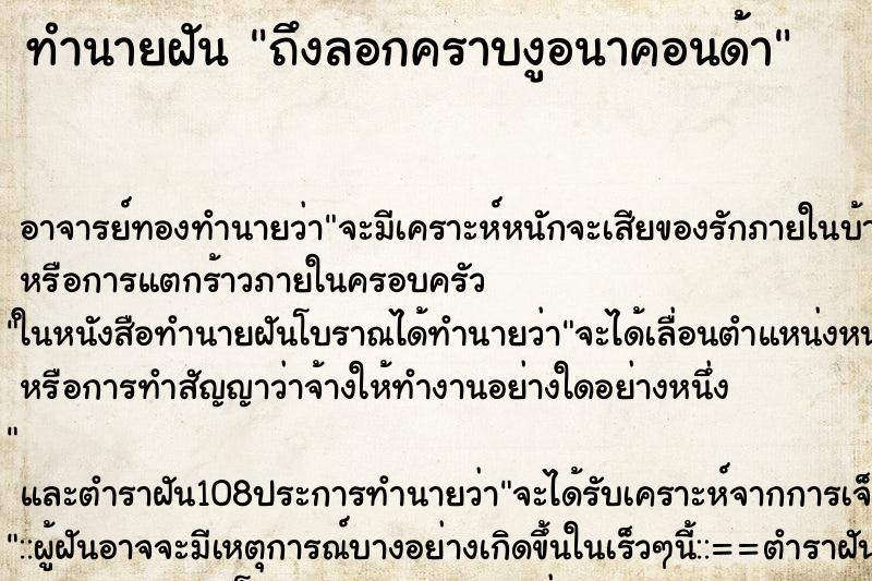 ทำนายฝันทำนายฝันถึงลอกคราบงูอนาคอนด้า