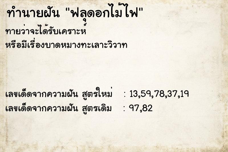 ทำนายฝัน ฟลุดอกไม้ไฟ