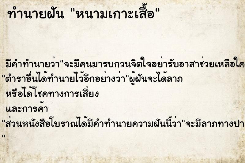 ทำนายฝัน หนามเกาะเสื้อ ทำนายฝัน หนามเกาะเสื้อ