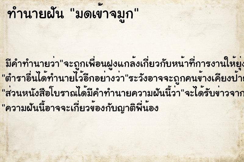 ทำนายฝัน มดเข้าจมูก