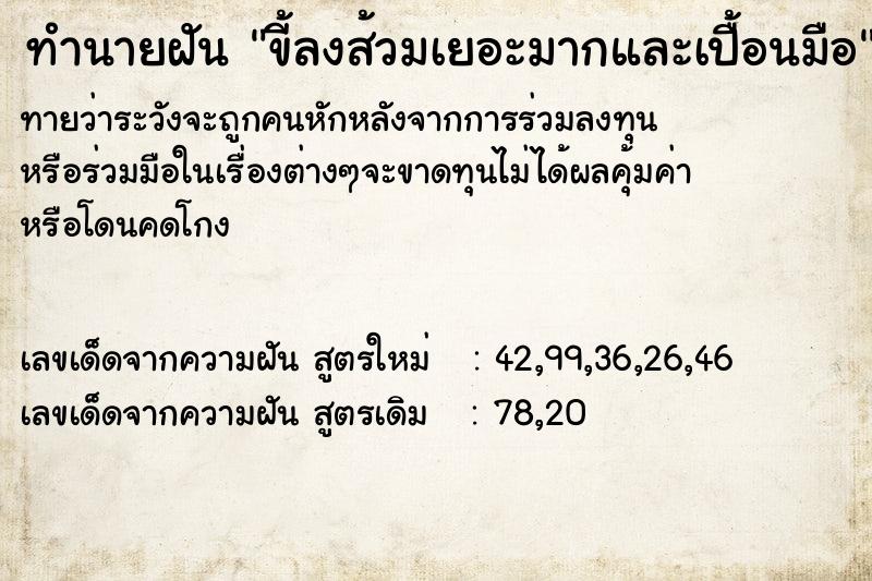 ทำนายฝัน ขี้ลงส้วมเยอะมากและเปื้อนมือ ทำนายฝัน ขี้ลงส้วมเยอะมากและเปื้อนมือ