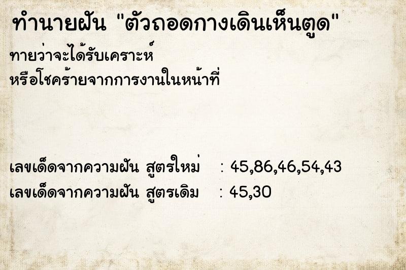 ทำนายฝันทำนายฝันตัวถอดกางเดินเห็นตูด