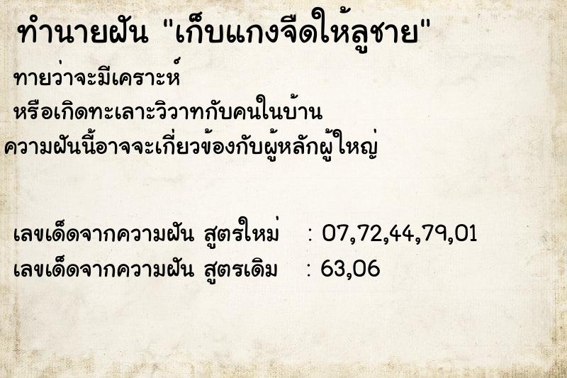 ทำนายฝันเก็บแกงจืดให้ลูชาย ทำนายฝันทำนายฝันเก็บแกงจืดให้ลูชาย