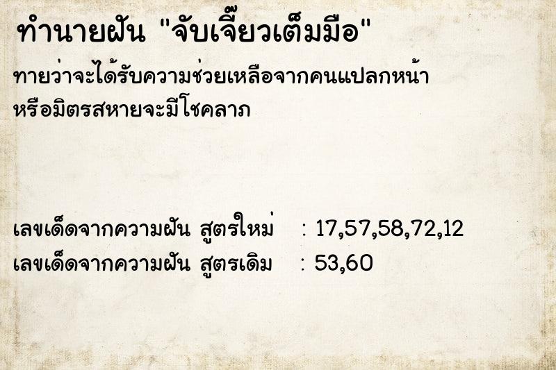 ทำนายฝันทำนายฝันจับเจี๊ยวเต็มมือ