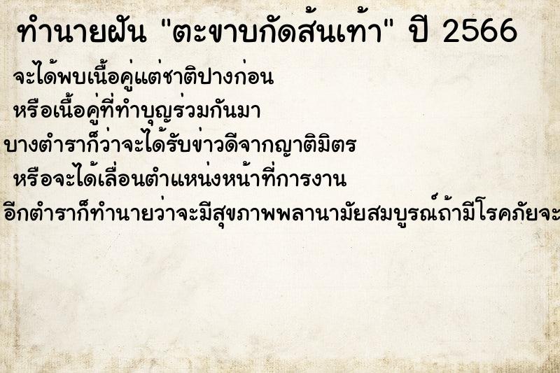 ทำนายฝันทำนายฝันตะขาบกัดส้นเท้า