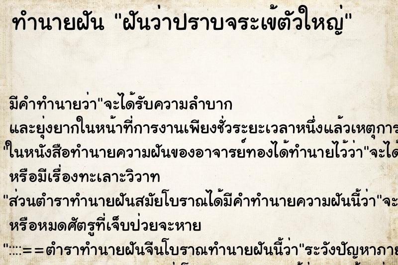 ทำนายฝันฝันว่าปราบจระเข้ตัวใหญ่ ทำนายฝันทำนายฝันฝันว่าปราบจระเข้ตัวใหญ่