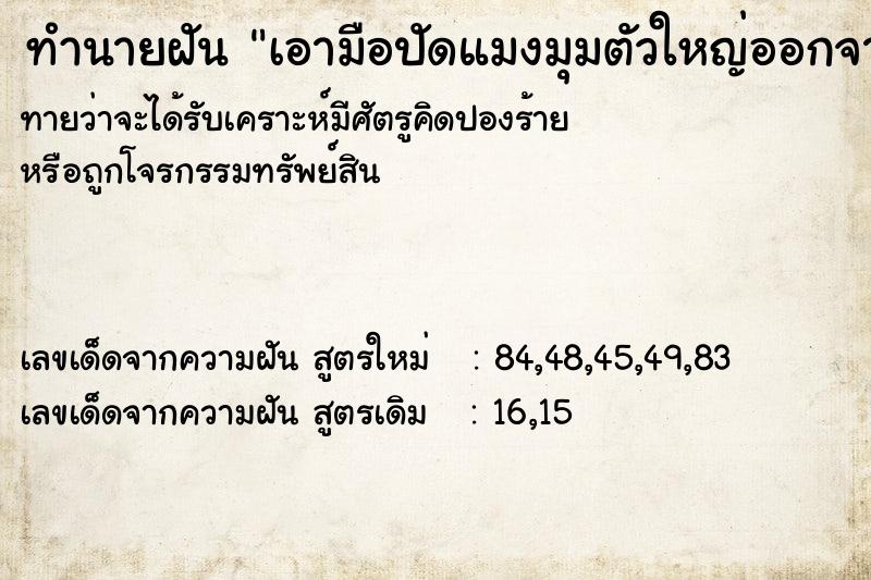 ทำนายฝันทำนายฝันเอามือปัดแมงมุมตัวใหญ่ออกจากเสื้อ