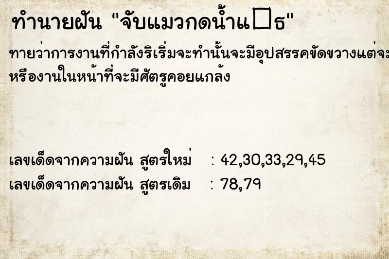 ทำนายฝันทำนายฝันจับแมวกดน้ำแ�¸