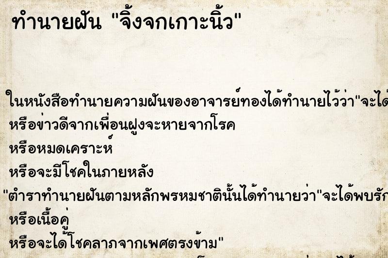 ทำนายฝันจิ้งจกเกาะนิ้ว ทำนายฝันทำนายฝันจิ้งจกเกาะนิ้ว