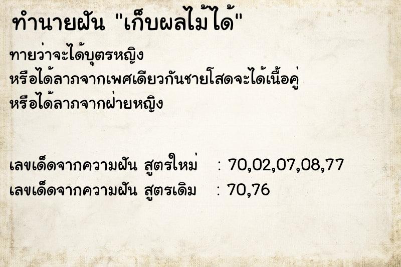ทำนายฝัน เก็บผลไม้ได้