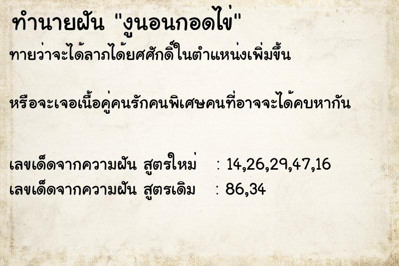 ทำนายฝัน งูนอนกอดไข่ ทำนายฝัน งูนอนกอดไข่