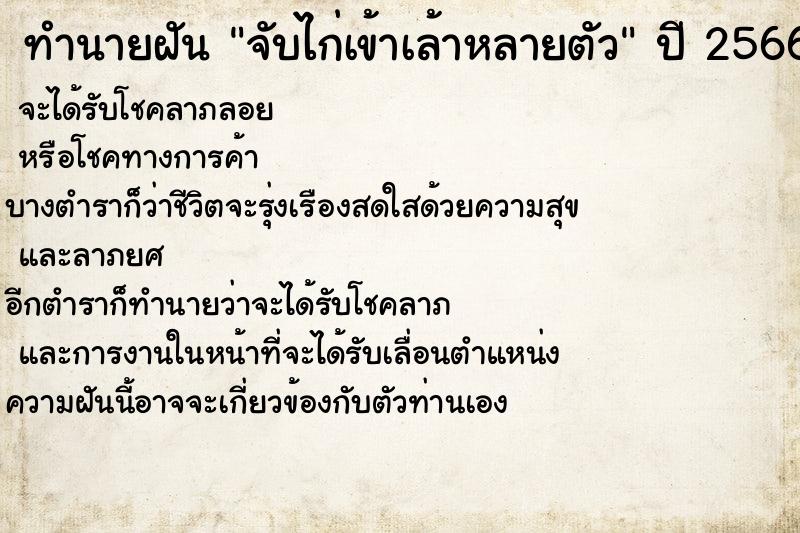 ทำนายฝันจับไก่เข้าเล้าหลายตัว ทำนายฝันทำนายฝันจับไก่เข้าเล้าหลายตัว