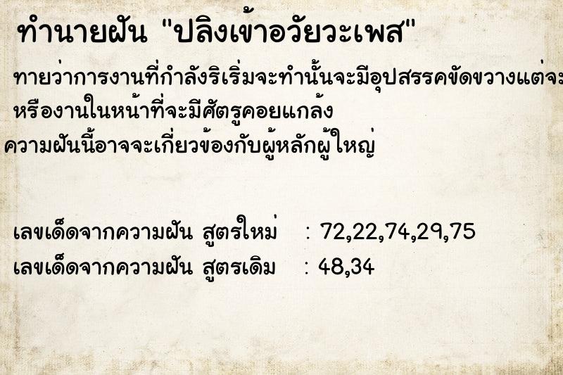 ทำนายฝันทำนายฝันปลิง​เข้าอวัยวะ​เพส