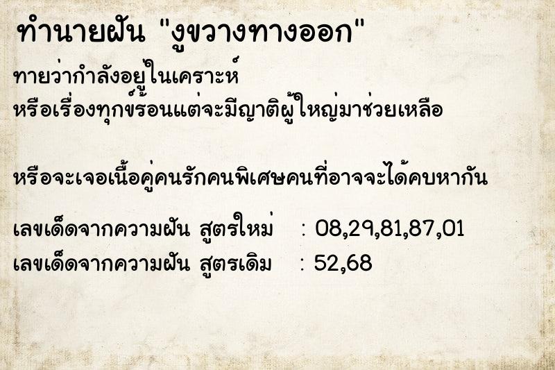 ทำนายฝันงูขวางทางออก ทำนายฝันทำนายฝันงูขวางทางออก