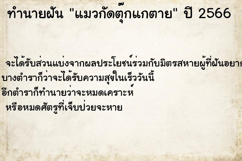 ทำนายฝัน แมวกัดตุ๊กแกตาย ทำนายฝัน แมวกัดตุ๊กแกตาย