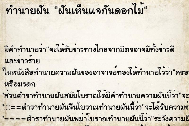 ทำนายฝัน ฝันเห็นแจกันดอกไม้