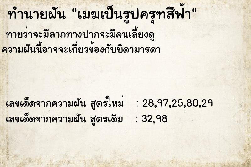 ทำนายฝันเมฆเป็นรูปครุฑสีฟ้า ทำนายฝันทำนายฝันเมฆเป็นรูปครุฑสีฟ้า