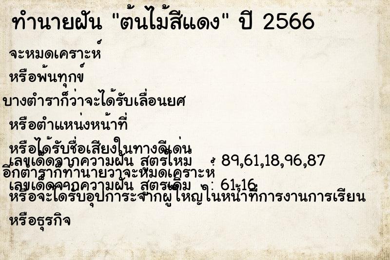 ทำนายฝัน ต้นไม้สีแดง