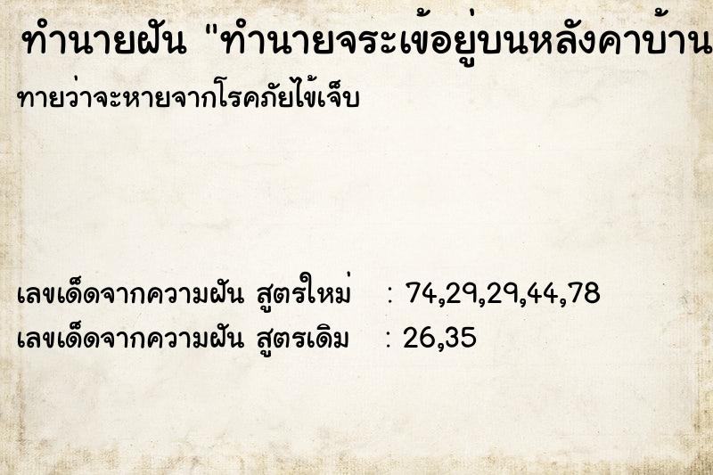 ทำนายฝัน ทำนายจระเข้อยู่บนหลังคาบ้าน ทำนายฝัน ทำนายจระเข้อยู่บนหลังคาบ้าน
