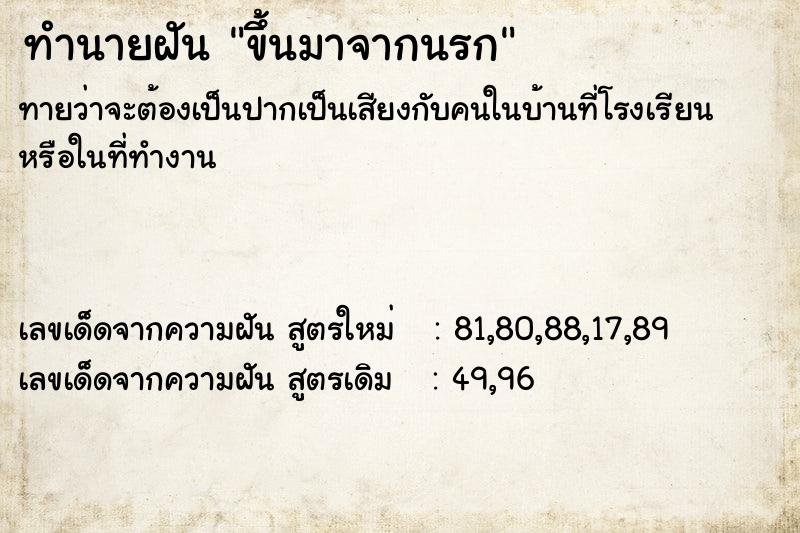 ทำนายฝันทำนายฝันขึ้นมาจากนรก