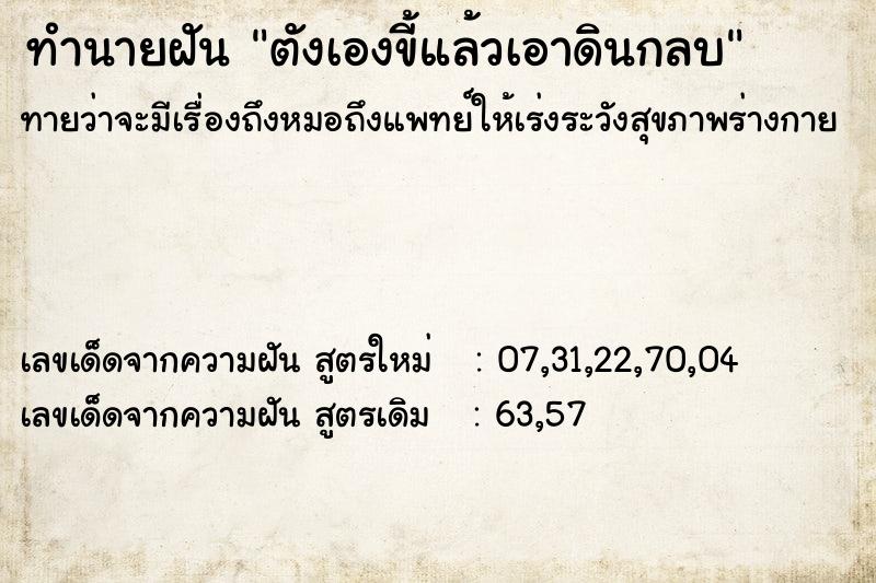 ทำนายฝันทำนายฝันตังเองขี้แล้วเอาดินกลบ