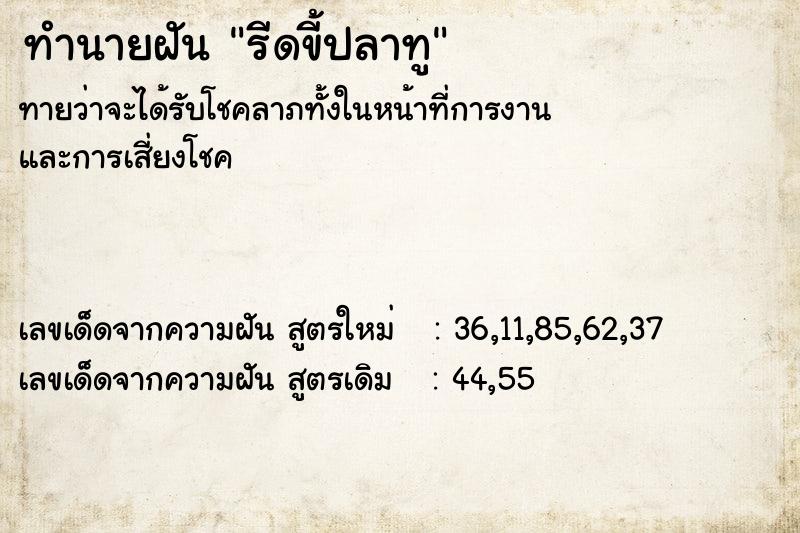 ทำนายฝันรีดขี้ปลาทู ทำนายฝันทำนายฝันรีดขี้ปลาทู