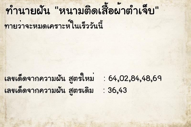 ทำนายฝันหนามติดเสื้อผ้าตำเจ็บ ทำนายฝันทำนายฝันหนามติดเสื้อผ้าตำเจ็บ