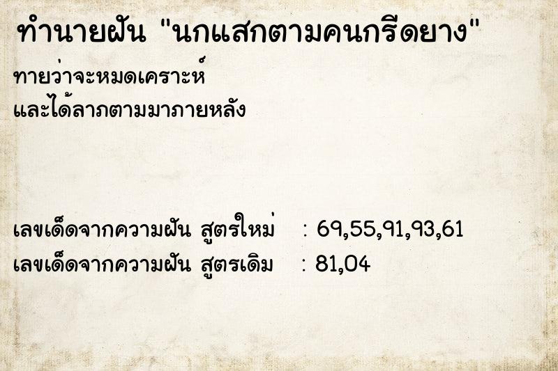 ทำนายฝันนกแสกตามคนกรีดยาง ทำนายฝันทำนายฝันนกแสกตามคนกรีดยาง