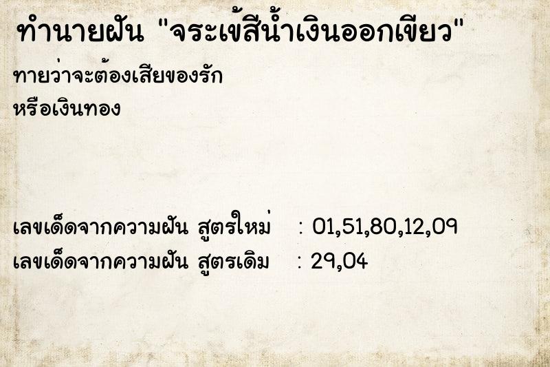 ทำนายฝัน จระเข้สีน้ำเงินออกเขียว