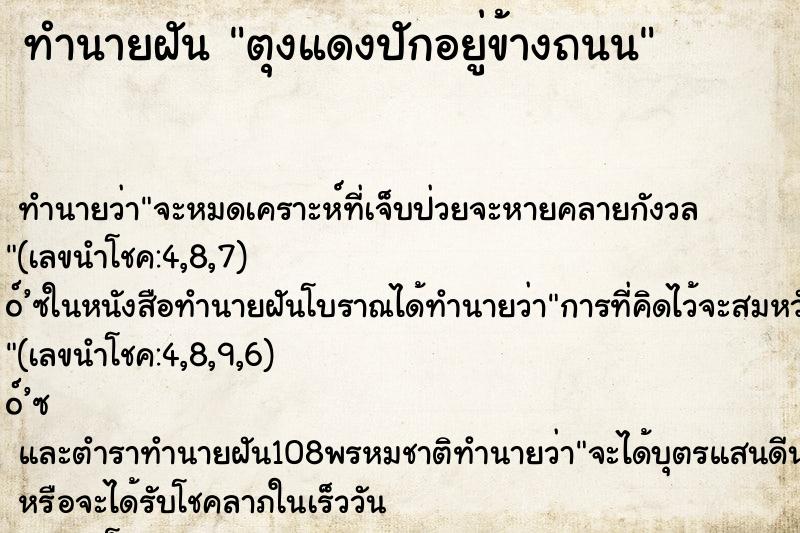 ทำนายฝัน ตุงแดงปักอยู่ข้างถนน