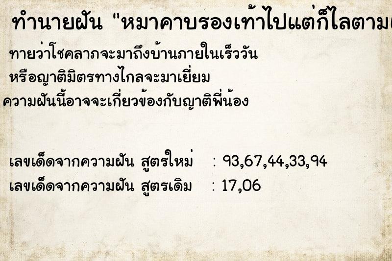 ทำนายฝันหมาคาบรองเท้าไปแต่ก็ไลตามเอามาได้ ทำนายฝันทำนายฝันหมาคาบรองเท้าไปแต่ก็ไลตามเอามาได้
