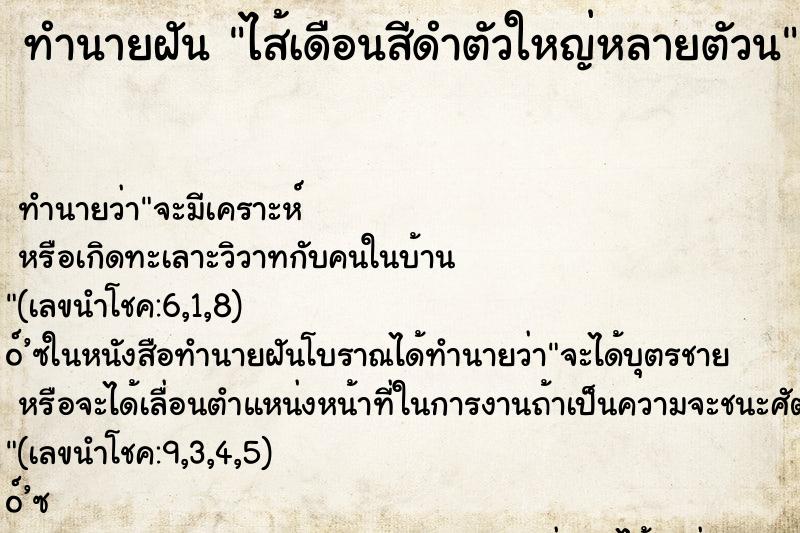 ทำนายฝัน ไส้เดือนสีดำตัวใหญ่หลายตัวน ทำนายฝัน ไส้เดือนสีดำตัวใหญ่หลายตัวน