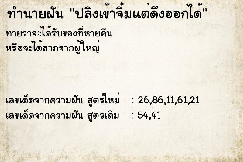 ทำนายฝันปลิงเข้าจิ๋มแต่ดึงออกได้ ทำนายฝันทำนายฝันปลิงเข้าจิ๋มแต่ดึงออกได้