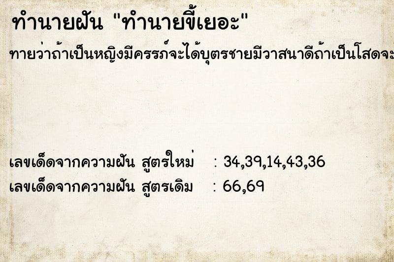 ทำนายฝันทำนายฝันทำนายขี้เยอะ