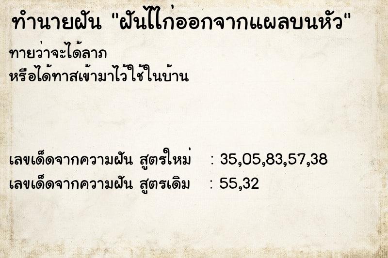 ทำนายฝันทำนายฝันฝันไไก่ออกจากแผลบนหัว