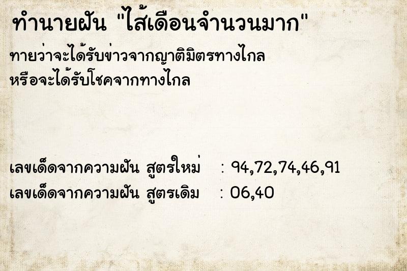 ทำนายฝันทำนายฝันไส้เดือนจำนวนมาก