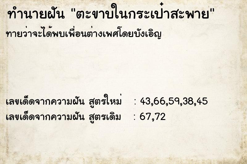 ทำนายฝันตะขาบในกระเป๋าสะพาย ทำนายฝันทำนายฝันตะขาบในกระเป๋าสะพาย