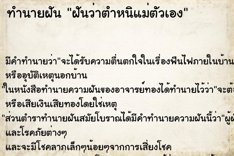 ทำนายฝัน ฝันว่าตำหนิแม่ตัวเอง ทำนายฝัน ฝันว่าตำหนิแม่ตัวเอง