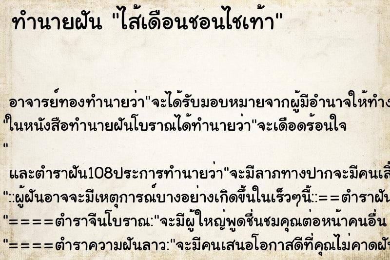 ทำนายฝันทำนายฝันไส้เดือนชอนไชเท้า