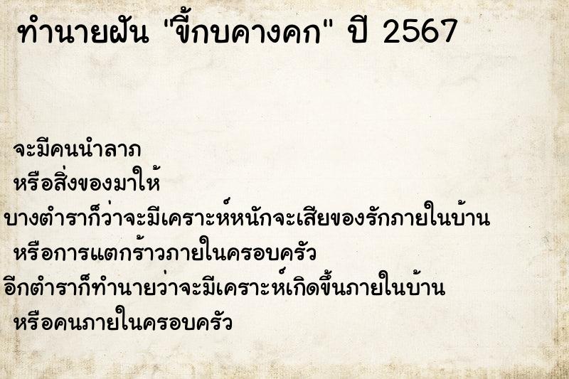 ทำนายฝัน ขี้กบคางคก ทำนายฝัน ขี้กบคางคก