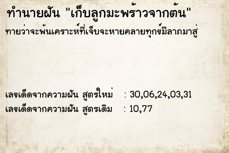 ทำนายฝันทำนายฝันเก็บลูกมะพร้าวจากต้น