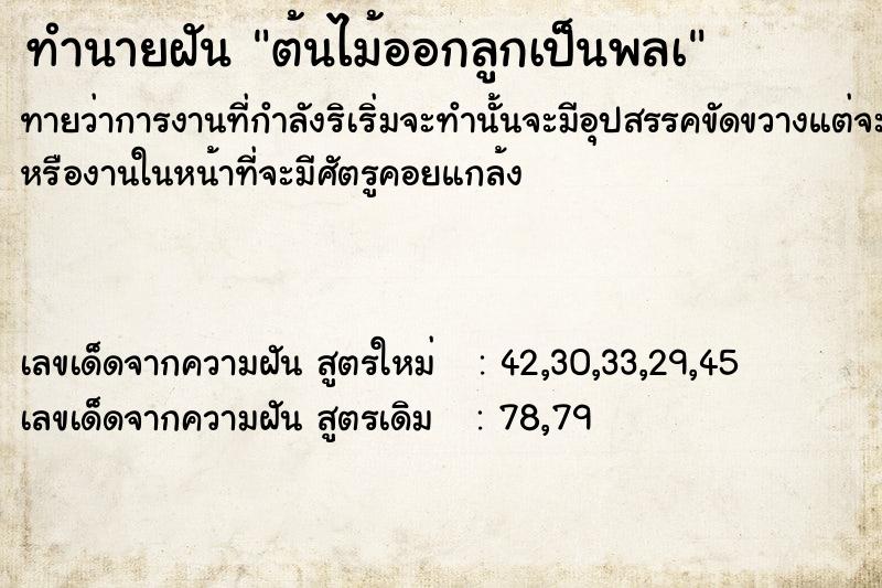 ทำนายฝันต้นไม้ออกลูกเป็นพลà ทำนายฝันทำนายฝันต้นไม้ออกลูกเป็นพลà