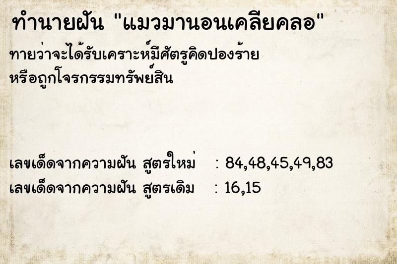 ทำนายฝันทำนายฝันแมวมานอนเคลียคลอ