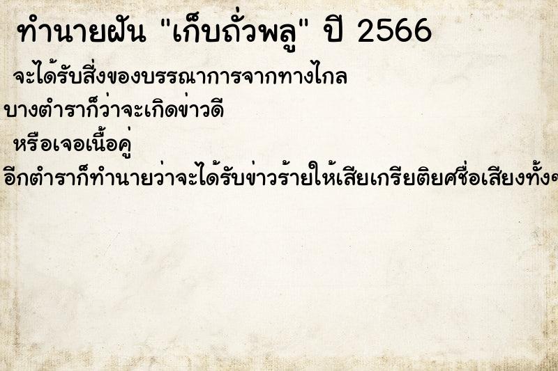 ทำนายฝัน เก็บถั่วพลู ทำนายฝัน เก็บถั่วพลู
