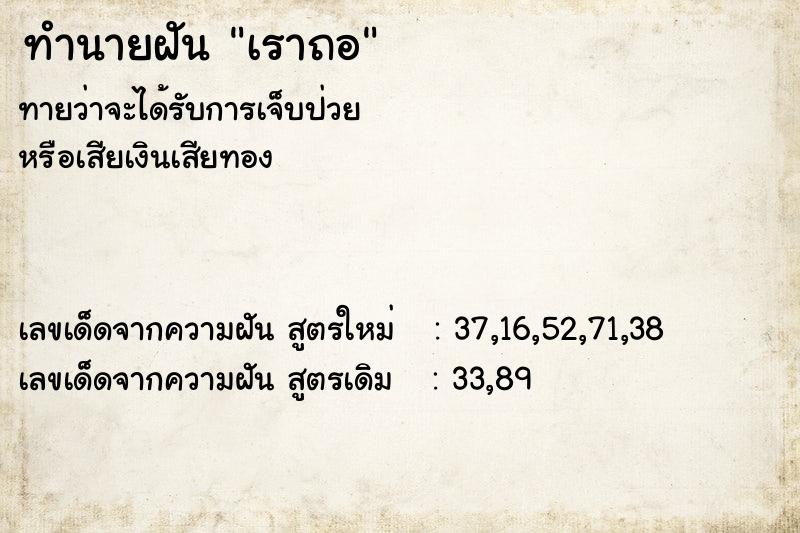 ทำนายฝันทำนายฝันเราถอ